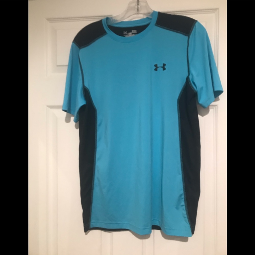 Under Armour turquoise black heat gear shirt small